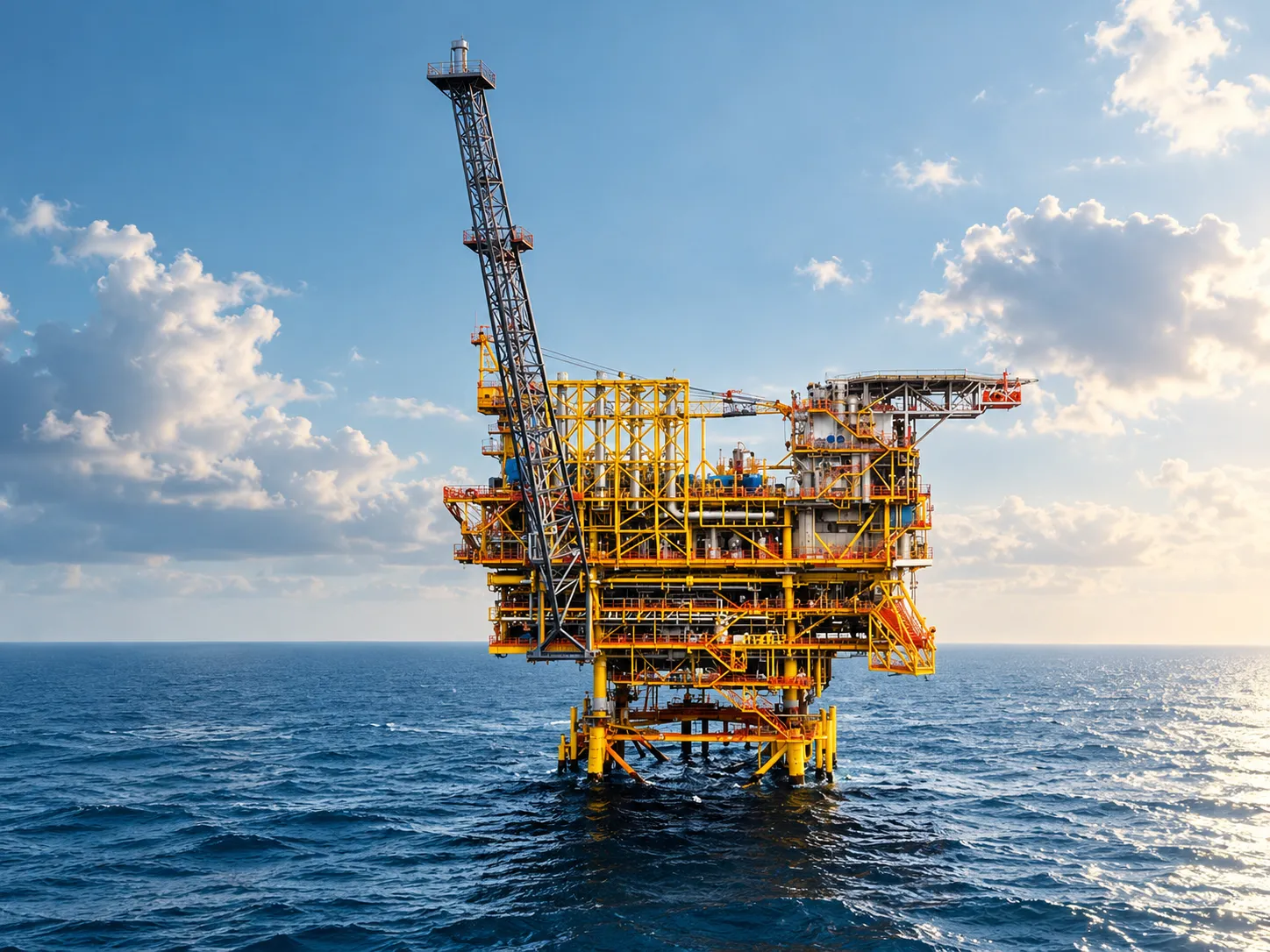 Piattaforma offshore tra cielo e mare